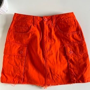 Orange cargo skirt